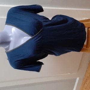 Blue Fitted Wrap Maternity Blouse